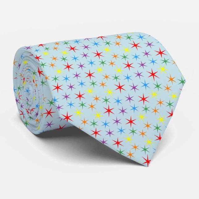 Rainbow Pattern mini Stars  Tie (Rolled)
