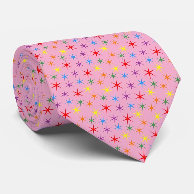 Rainbow Pattern mini Stars  Tie (Rolled)
