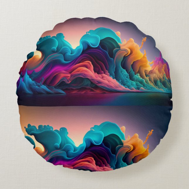 Rainbow Pattern Round Cushion (Front)