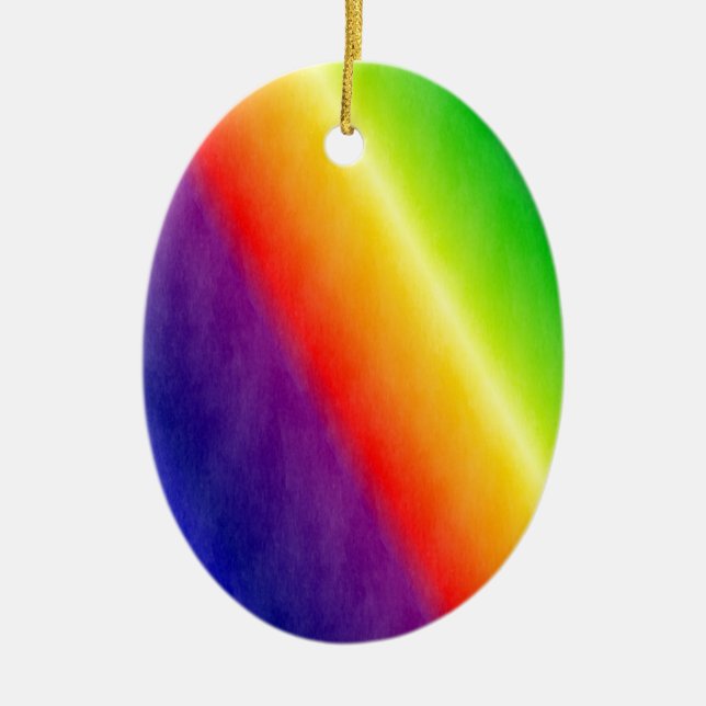 Rainbow Patterns Ceramic Tree Decoration (Front)