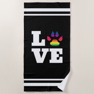 Rainbow paw beach towel