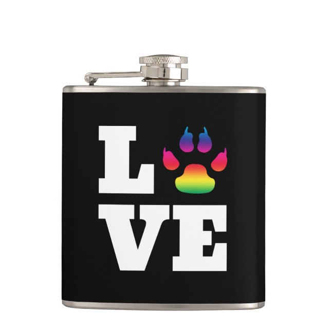 Rainbow paw hip flask (Front)