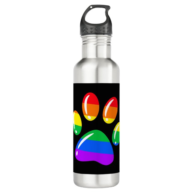 Rainbow Paw Print Dog Paw LGBT Pride LGBT Supporte 710 Ml Water Bottle (Front)