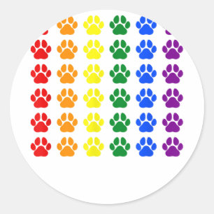 Rainbow Paw Print Dog Paw LGBT Pride LGBT Supporte Classic Round Sticker