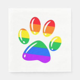 Rainbow Paw Print Dog Paw LGBT Pride LGBT Supporte Napkin