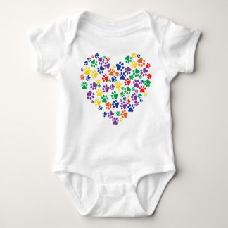Rainbow Paw Prints Baby Bodysuit