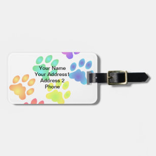 Rainbow Paw Prints Luggage Tag