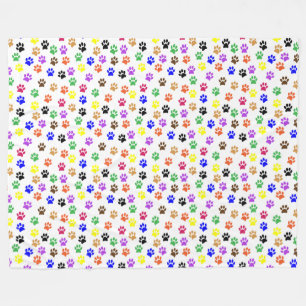 Rainbow Paw Prints Pattern Fleece Blanket