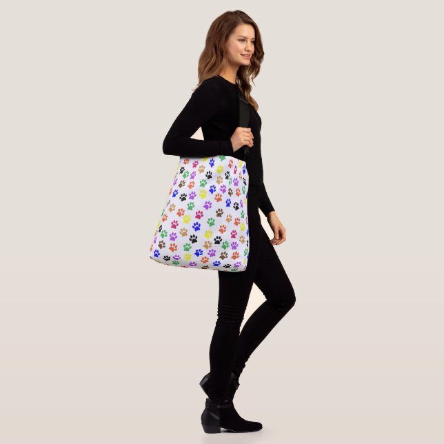 Rainbow Paw Prints PatternTote Bag (On Model)