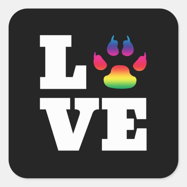 Rainbow paw square sticker (Front)