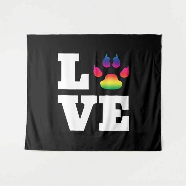 Rainbow paw tapestry (Front (Horizontal))