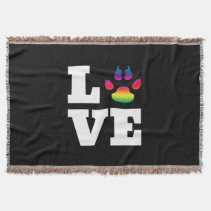 Rainbow paw throw blanket