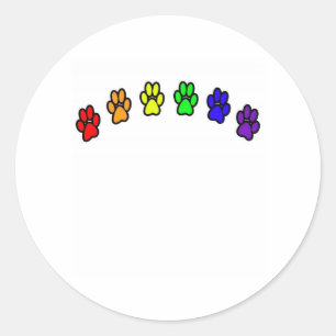 Rainbow Pawprints Classic Round Sticker