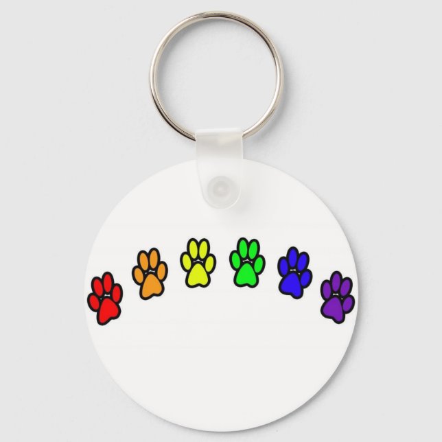 Rainbow Pawprints Key Ring (Front)