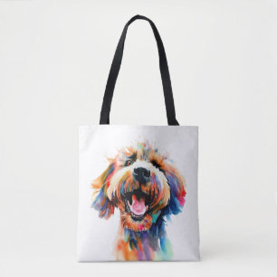Rainbow Paws - Colourful Labradoodle Art Tote Bag