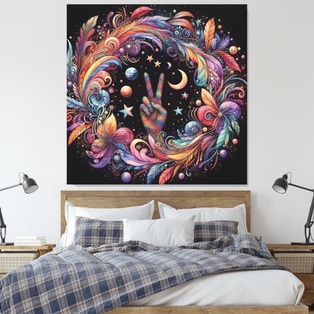 Rainbow Peace Canvas Print (Insitu(Bedroom))