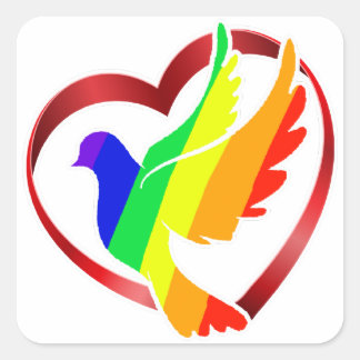Rainbow Peace Dove In Heart Square Sticker
