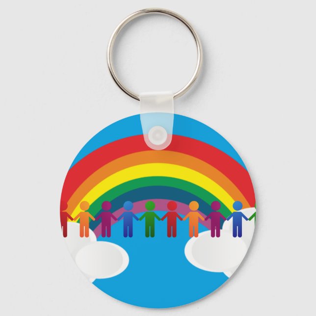 Rainbow peace flag key ring (Front)