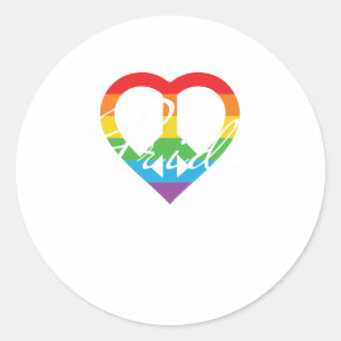 Rainbow Peace Heart Pride LGBT Classic Round Sticker