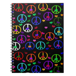 Rainbow Peace Hearts Spiral Notebook