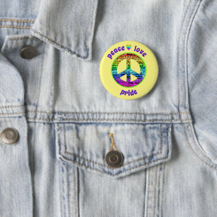 Rainbow Peace Love Pride Awareness Button