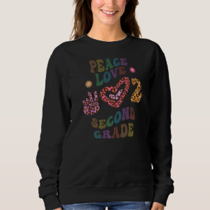 Rainbow PEACE LOVE SECOND GRADE Leopard Print Retr Sweatshirt