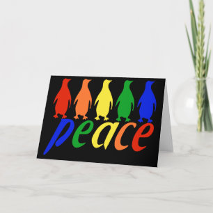 Rainbow Peace Penguins Card