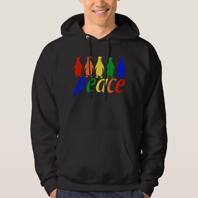 Rainbow Peace Penguins Hoodie (Front)