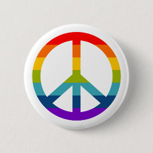 Rainbow Peace Sign 6 Cm Round Badge