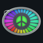 Rainbow Peace Sign Belt Buckles<br><div class="desc">Peace symbol belt buckle in rainbow colours.</div>
