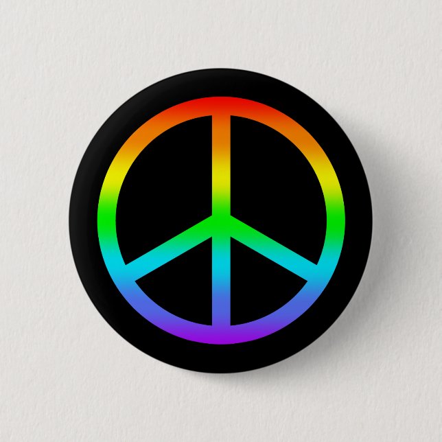 Rainbow Peace Sign Button (Front)