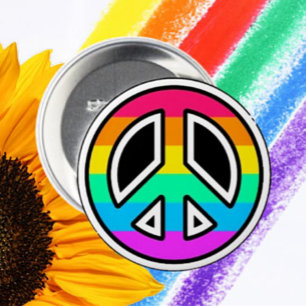Rainbow Peace Sign Button