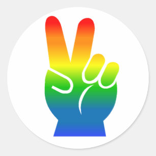 Rainbow Peace Sign Classic Round Sticker