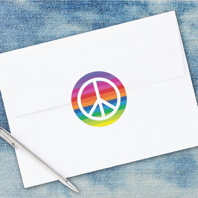 Rainbow Peace Sign Classic Round Sticker (Creator Uploaded)