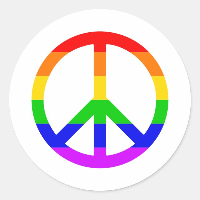 Rainbow Peace Sign Classic Round Sticker (Front)