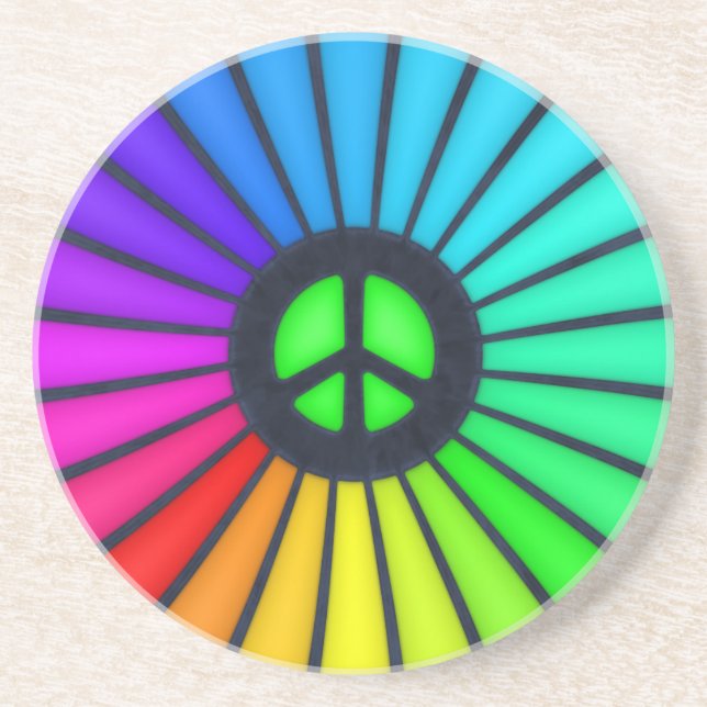 Rainbow Peace Sign Coaster (Front)