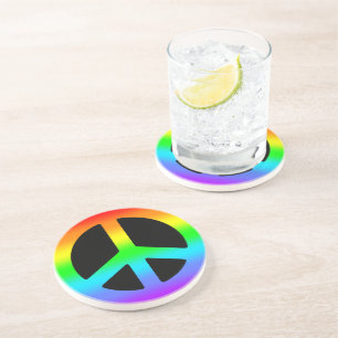 Rainbow Peace Sign Coaster