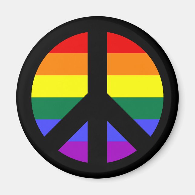 Rainbow Peace Sign Design Magnet (Front)