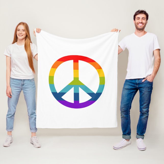 Rainbow Peace Sign Fleece Blanket (In Situ)