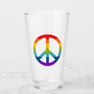 Rainbow Peace Sign Glass