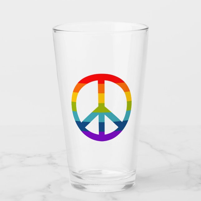 Rainbow Peace Sign Glass (Front)