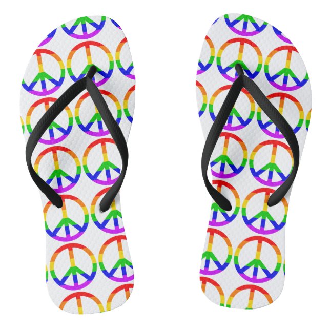 Rainbow Peace Sign Jandals (Footbed)