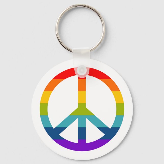 Rainbow Peace Sign Key Ring (Front)