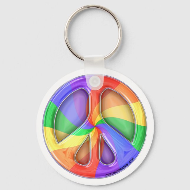 Rainbow Peace Sign Key Ring (Front)