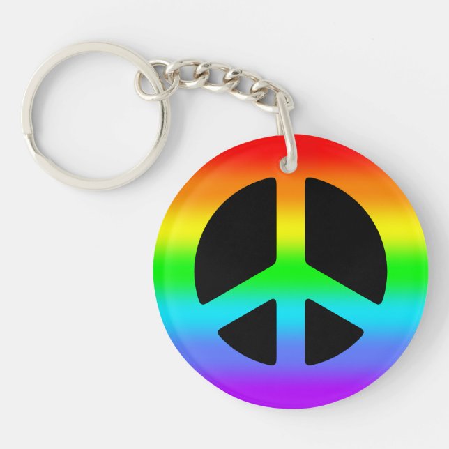 Rainbow Peace Sign Key Ring (Front)