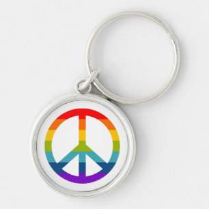 Rainbow Peace Sign Key Ring
