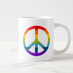 Rainbow Peace Sign Large Coffee Mug