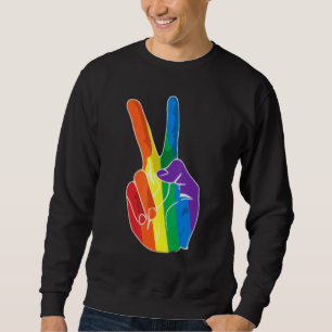 Rainbow Peace Sign Love Lesbian Gay LGBT Pride Sweatshirt