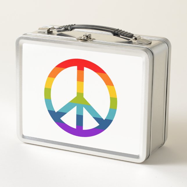 Rainbow Peace Sign Metal Lunch Box (Front)
