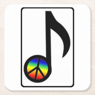 Rainbow Peace Sign Music Note Coasters